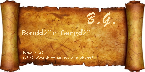 Bondár Gergő névjegykártya
